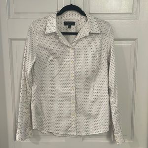 BANANA REPUBLIC Factory white printed non-iron long sleeve blouse